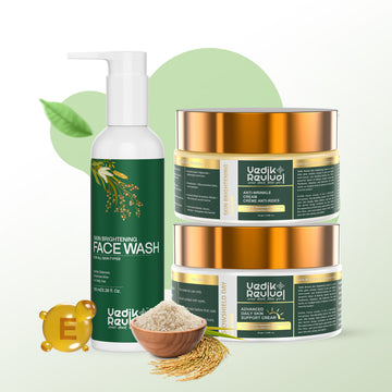 Vedik Revival Skin Brightening Combo |  Face Wash + Day Cream + Night Cream | Dark Spots, Pigmentation & Dull Skin Care | Daily Glow Routine for Men & Women
